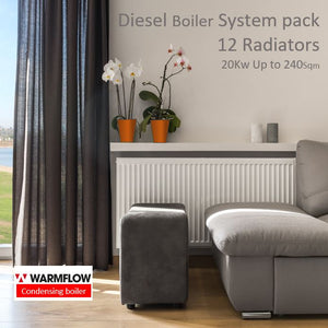 Diesel boiler, Radiator  package suits up to 240 Sqm home 12 radiators up to 20 Kw output