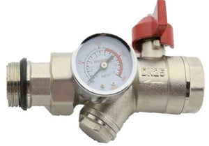 1" Strainer ball valve with pressure gauge