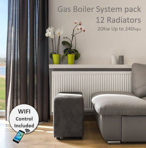 Gas boiler, Radiator package suits up to 240 Sqm home 12 radiators up to 20 Kw output
