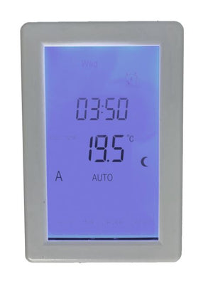 Vertical  Touch screen 7 day programmable, floor and or air sensing max 16a switching  potential free output Uses HIQ 117 Box