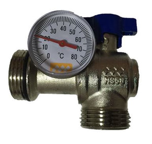1"  Manifold valve Angle with gauge for Multi-layer 20/25mm Eurocone or 1" swivel union (Blue)