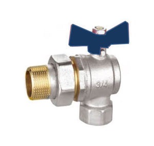 1" BSP Angle union ball valve (blue lever)